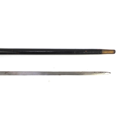 270 - Indian ebonised sword stick with bone handle