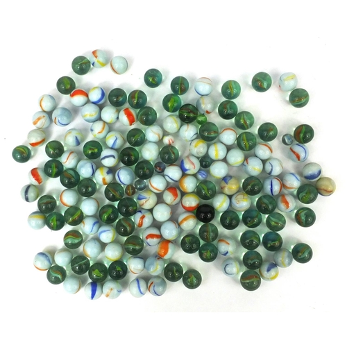 531 - Collection of mostly cats eye and milk glass marbles