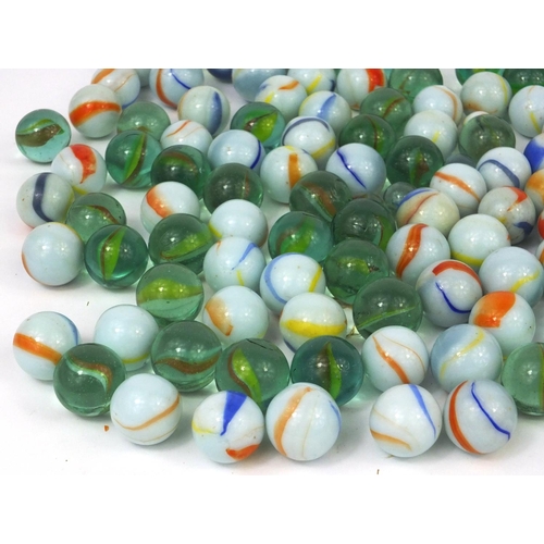 531 - Collection of mostly cats eye and milk glass marbles