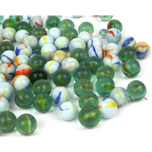 531 - Collection of mostly cats eye and milk glass marbles