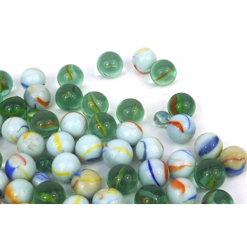 531 - Collection of mostly cats eye and milk glass marbles