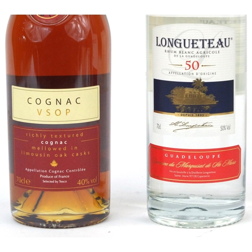 496 - 70cl Cognac VSOP and 70cl Longueteau Rhum Blanc Agricole