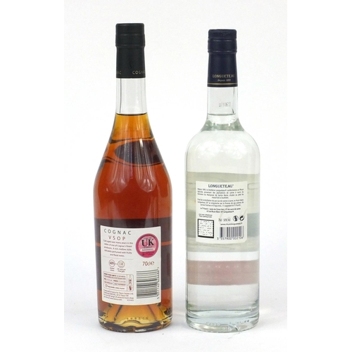 496 - 70cl Cognac VSOP and 70cl Longueteau Rhum Blanc Agricole