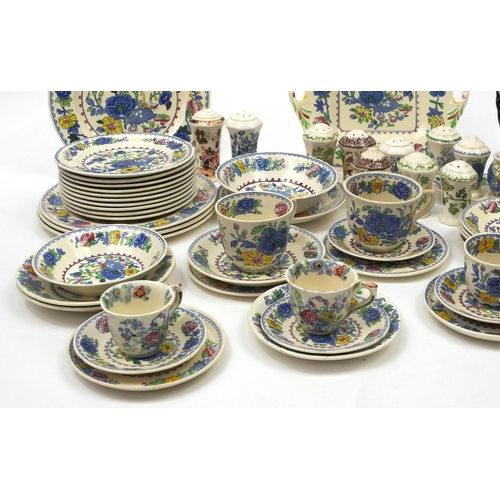 591 - Collection of Masson's dinner and tea ware including cruets, cups and saucers, bread plate etc