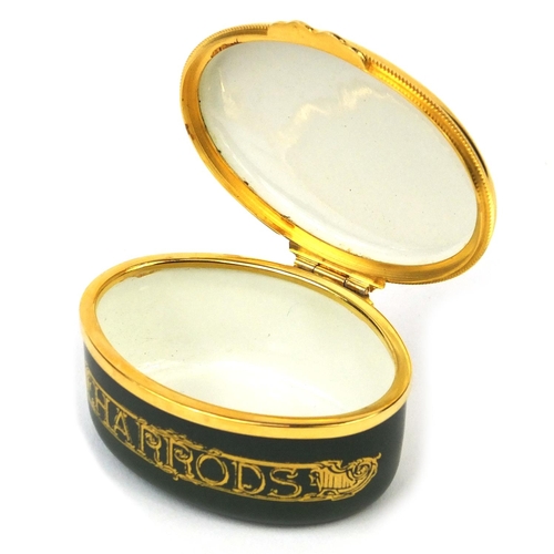 424 - Harrods House of Ashleigh enamelled trinket box with hinged lid, 6.5cm long with box