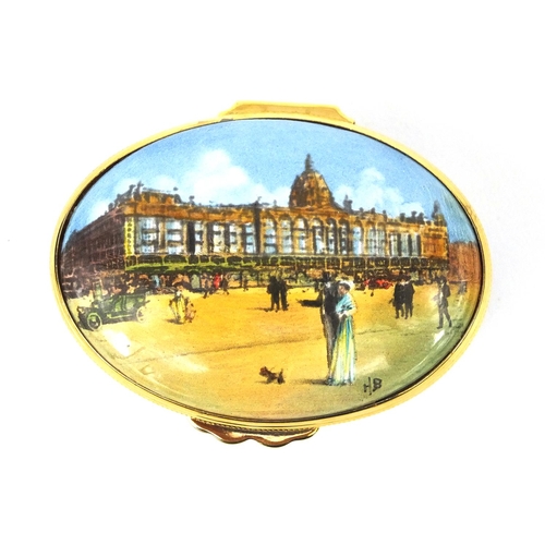 424 - Harrods House of Ashleigh enamelled trinket box with hinged lid, 6.5cm long with box