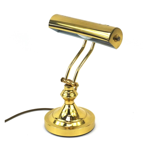 210 - Adjustable brass reading lamp, 34cm high