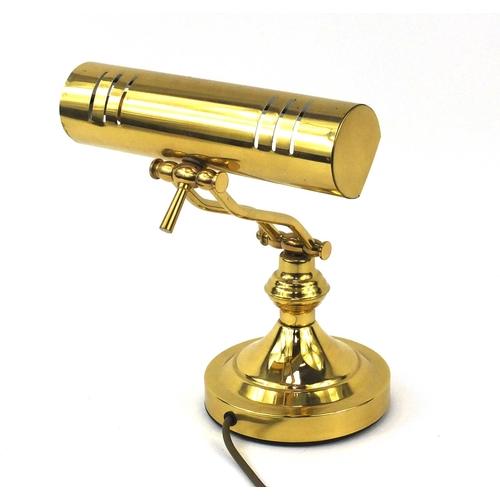 210 - Adjustable brass reading lamp, 34cm high