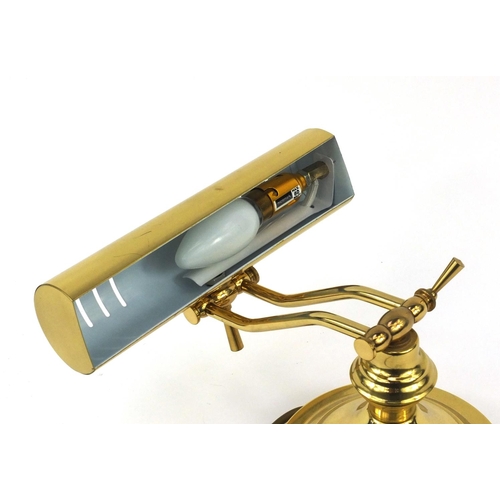 210 - Adjustable brass reading lamp, 34cm high