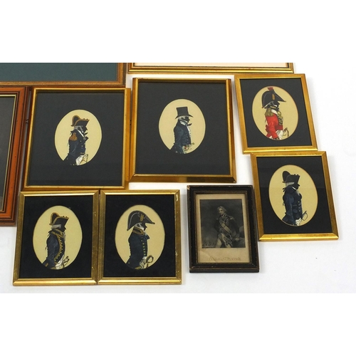 567 - Group of Lord Nelson and other silhouette prints, a pencil signed limited edition 'Victory' print et... 