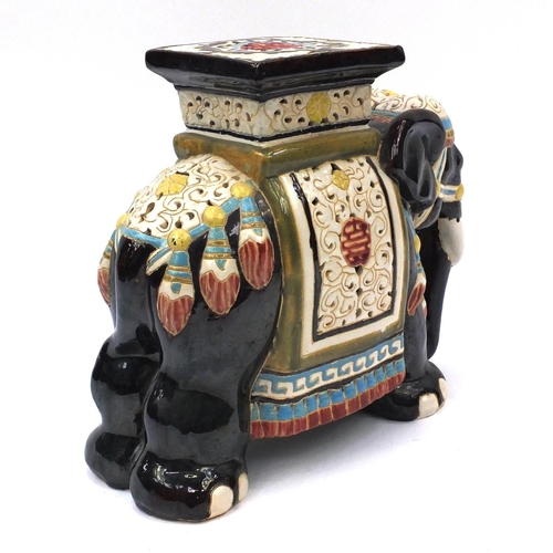 175 - Oriental porcelain elephant seat, 43cm high