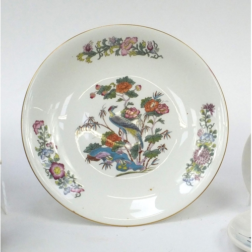 289 - Assorted china including Wedgwood Kutani Crane tazza, set of Rye pottery plates, Pearley King and Qu... 