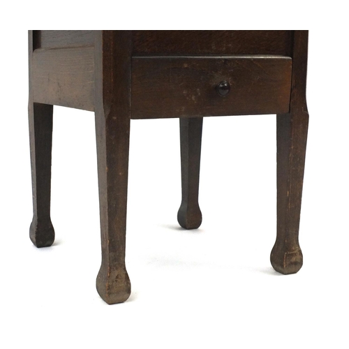 88 - Oak sewing table and contents with a large selection of buttons