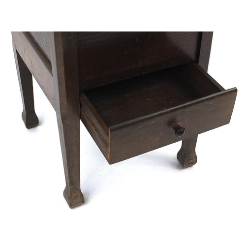 88 - Oak sewing table and contents with a large selection of buttons