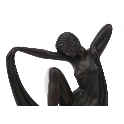 199 - Bronze style Art Deco lady table lamp, 36cm high