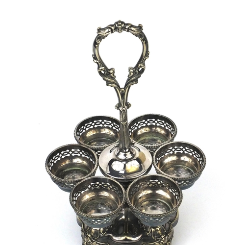 417 - Silver plated rotating condiment set, 31cm high