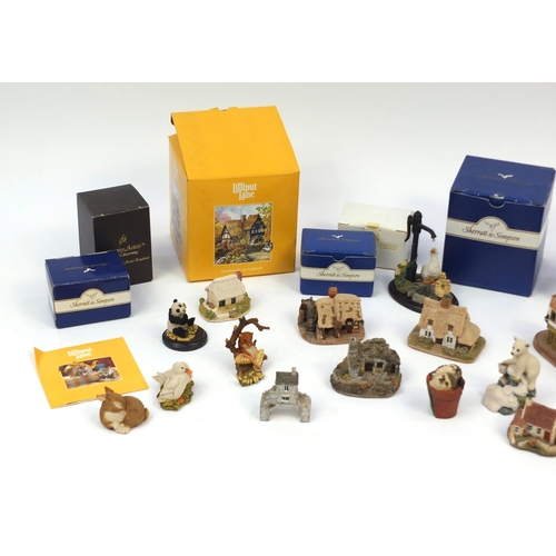 590 - Group of Lilliput Lane and Sherratt & Simpson models including cottages and animals, some boxed