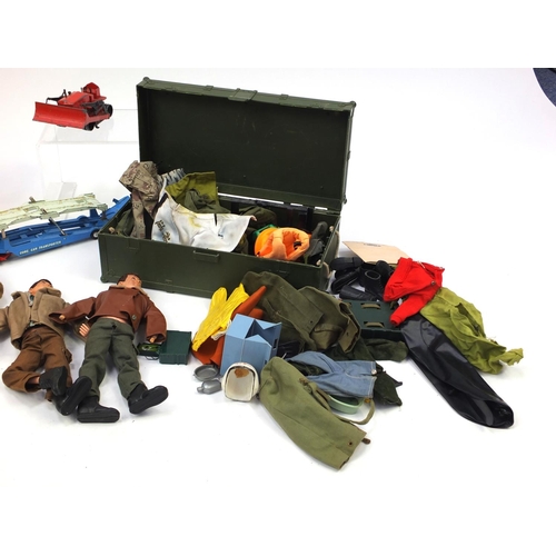 576 - Collection of vintage action men and accessories, die cast vehicles including Dinky and Corgi exampl... 