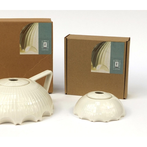 2126 - Sadler Millennium Dome three piece tea set made for The Millennium Dome, all boxed the largest 20cm ... 