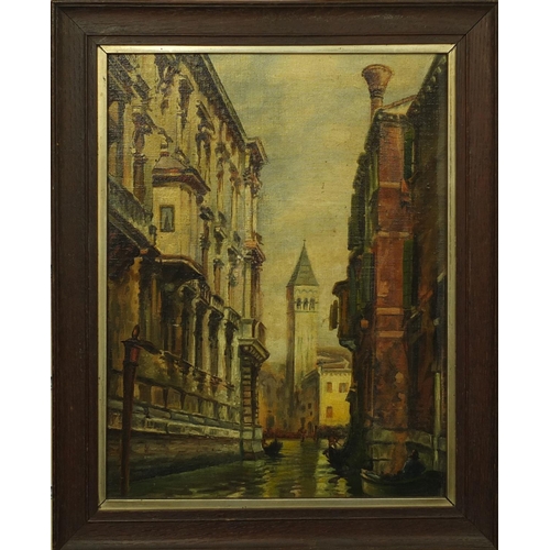 2236 - Oil onto canvas board, Venetian canal, mounted and framed, 37cm x 28cm excluding the mount and frame