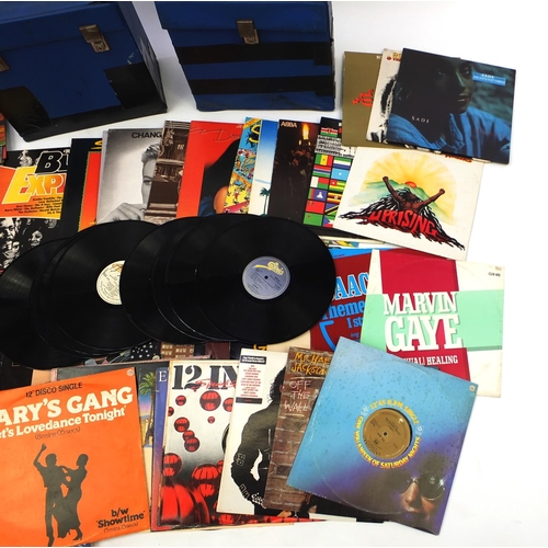 2150 - Two cases of vinyl LP records including Michael Jackson, Bob Marley and The Wailers, Madonna and Rod... 