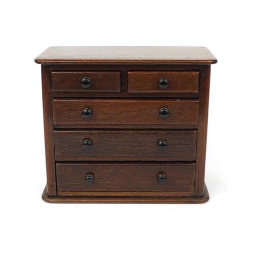 2081 - Victorian mahogany five drawer chest of small proportions, 23cm high x 27cm wide x 14cm deep