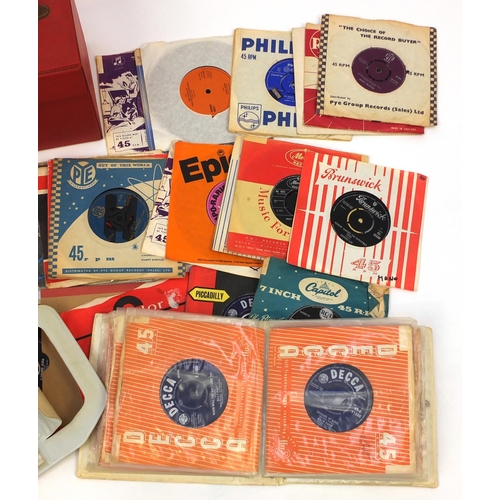 2157 - Three cases of 45RPM vinyl records including Billy Fury, Shadows and Everly Brothers examples