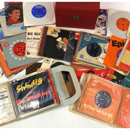 2157 - Three cases of 45RPM vinyl records including Billy Fury, Shadows and Everly Brothers examples