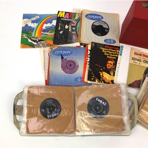 2159 - Three cases of 45RPM vinyl records including Buddy Holly, The Crickets, Ricky Nelson and Duran Eddy ... 