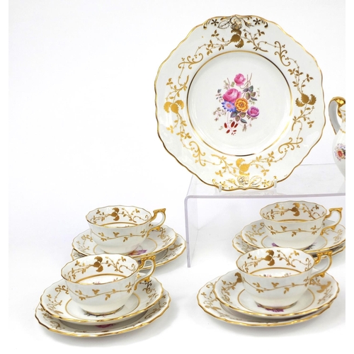 2109 - Copeland Spode part tea set with floral decoration, comprising six trios's, jug and side plate, each... 