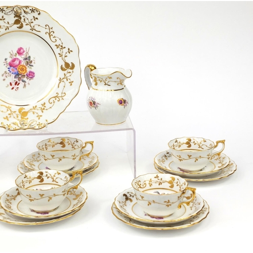 2109 - Copeland Spode part tea set with floral decoration, comprising six trios's, jug and side plate, each... 