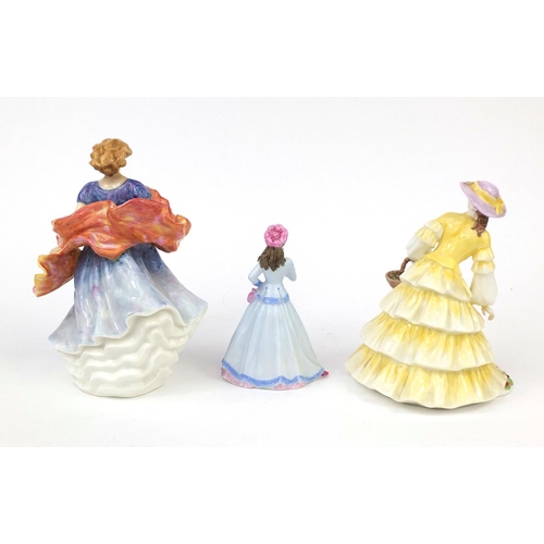 2070 - Three collectable figurines comprising Royal Doulton Morning Breeze HN3313, Coalport Strawberry Fayr... 