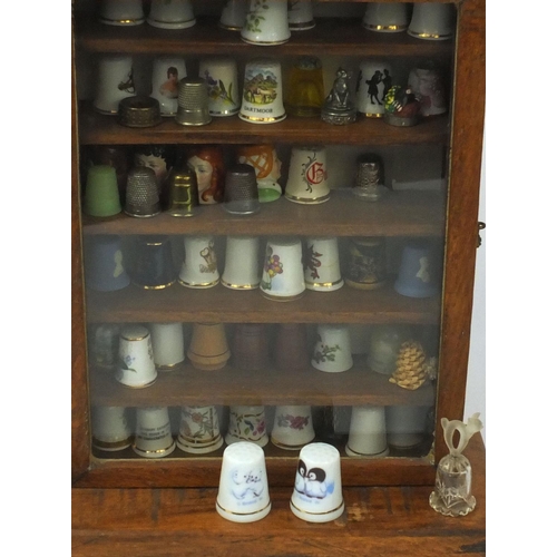 2182 - Thimble collection including silver Charles Horner example, enamelled Farnklin porcelain, Spode, Roy... 