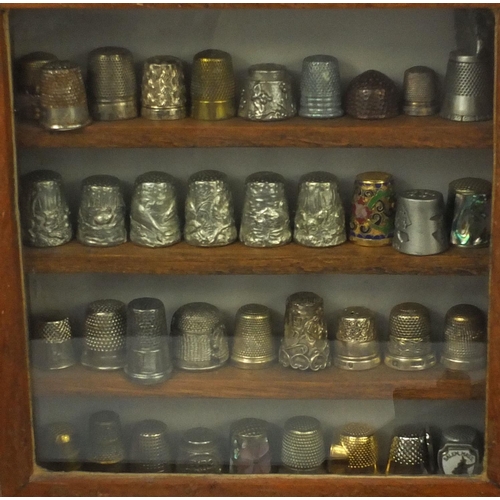 2182 - Thimble collection including silver Charles Horner example, enamelled Farnklin porcelain, Spode, Roy... 