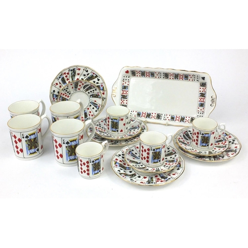 262 - Elizabethan Cut For Coffee patterned tea and coffee service and a rectangular side plate