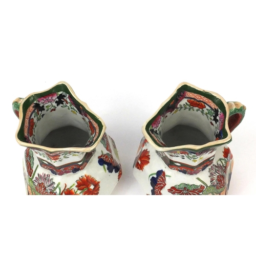 694 - Pair of Mason's iron stone jugs of Oriental design with dragon handles, 15cm high