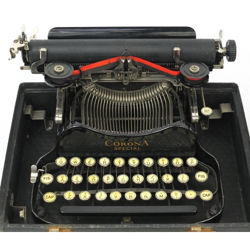 249 - Vintage L.C. Smith & Corona typewriter with carry case and instructions, the case 31cm wide