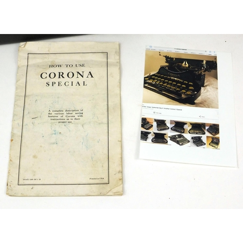 249 - Vintage L.C. Smith & Corona typewriter with carry case and instructions, the case 31cm wide