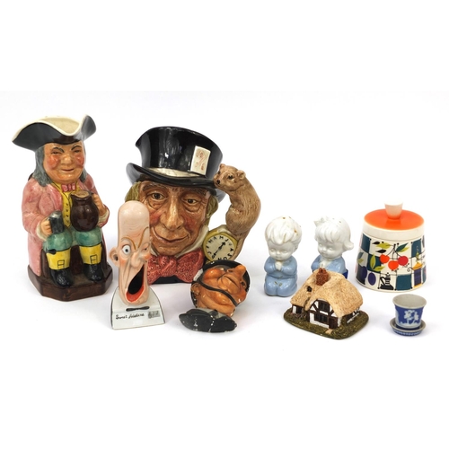 498 - Assorted china including large Royal Doulton Toby Jug - Mad Hatter, novelty sweet Adeline ashtray, B... 