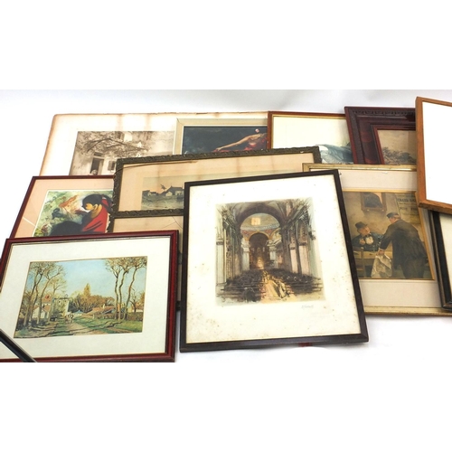 563 - Twelve assorted pictures including a pencil signed limited edition lithograph, pencil signed prints,... 