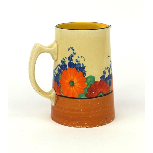 746 - Clarice Cliff Bizarre jug, hand painted with gay day pattern, factory marks to the base, 11.5cm high