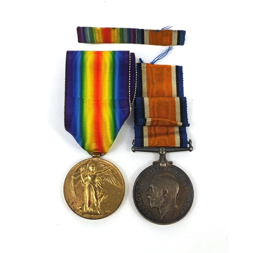 252 - British Military World War I Victory and 1914-18 War medal with bar, awarded to 50035PTE.F.J.WATERHO... 