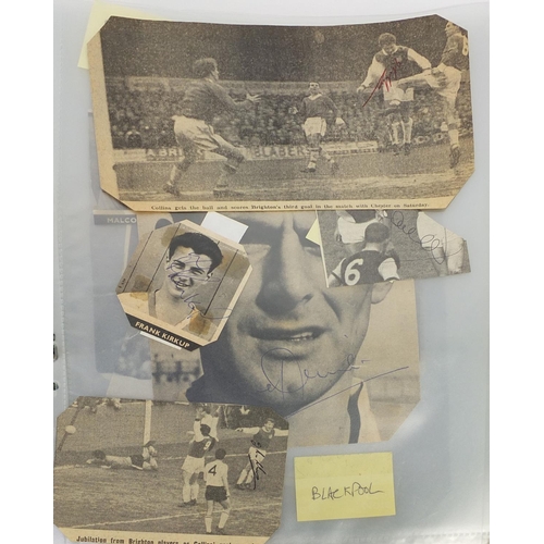 148 - Extensive collection of football autographs, housed in three albums all signed on newspaper clipping... 