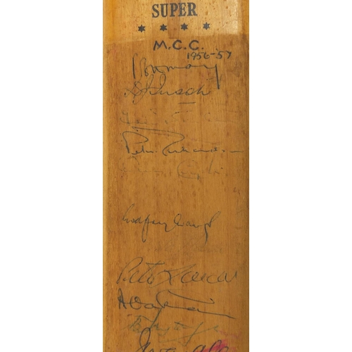 140 - Two 1950's ink signed miniature Gradidge of London cricket bats, one signed by the 1956-57 South Afr... 