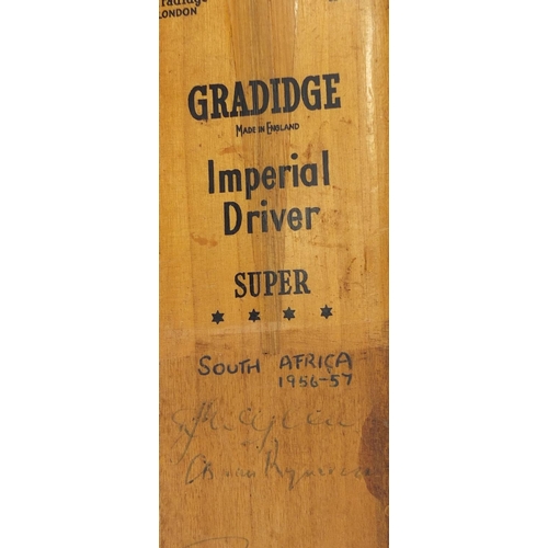 140 - Two 1950's ink signed miniature Gradidge of London cricket bats, one signed by the 1956-57 South Afr... 