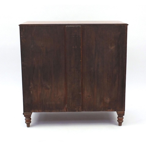 2002 - Victorian mahogany campaign style chest with inset brass handles, fitted with two short above three ... 