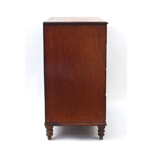 2002 - Victorian mahogany campaign style chest with inset brass handles, fitted with two short above three ... 