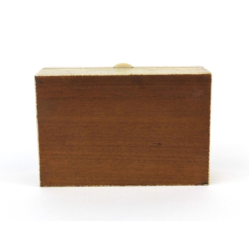 74 - Rectangular shagreen and sandalwood box with hinged lid, 6cm high x 15.5cm wide x 10.5cm deep