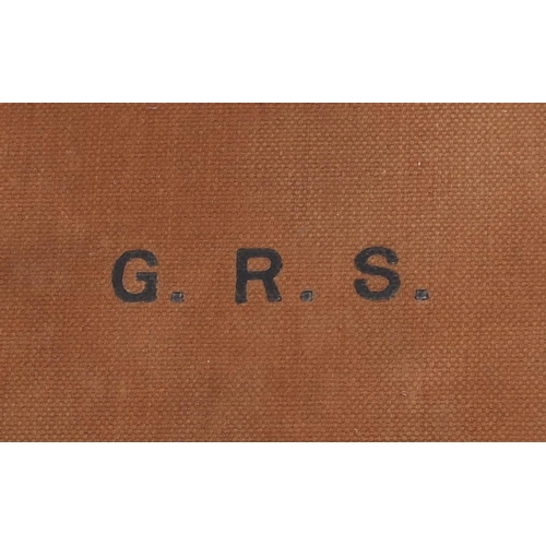 364 - E J Churchill of London leather bound canvas gun case with cleaning equipment, initialled G.R.S. to ... 