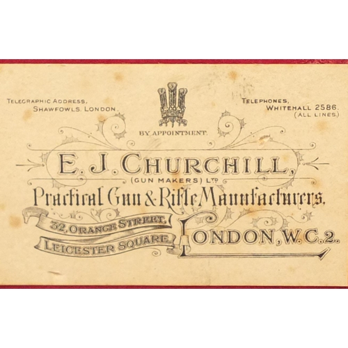 364 - E J Churchill of London leather bound canvas gun case with cleaning equipment, initialled G.R.S. to ... 